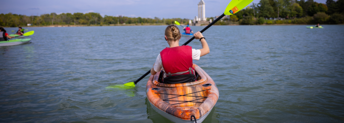 Kayakers on Lake LaSalle.