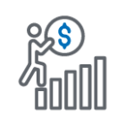 money increasing graph icon.