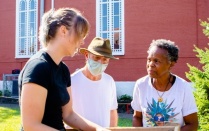 An archaeological excavation near Buffalo’s Michigan Street Baptist Church, is organized with the help of Doug Perrelli, in anthropology, in September 2021. UB’s Archaeological Survey is a co-sponsor of Community Archaeology Days, a series of events during which attendees can observe an archaeological excavation and learn about the history of Buffalo’s Michigan Street Baptist Church. Photographer: Douglas Levere.