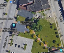 A Google maps view map of the Michigan Street Baptist Church site in Buffalo, NY.