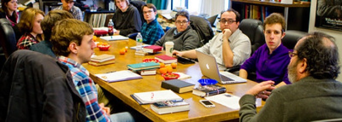 seminar, professor and students.