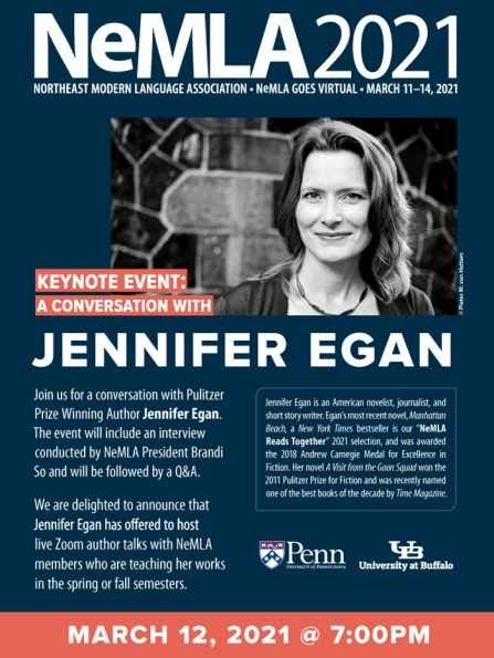 NeMLA 2021 Jennifer Egan.