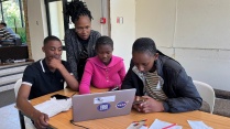 Zoom image: School students are participating in NASA’s SpaceApps Hackathon event, which is organized by BioSCape’s partners at the South African Environmental Observation Network in Cape Town, South Africa. Photo: A. Wilson. 