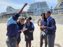 Zoom image: School students participating in NASA’s GLOBE outreach program in Cape Town, South Africa (run by Brenna Briggs NASA ASP-GLOBE Engagement Coordinator). Photo: B.Biggs. 