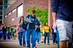 Students walking at North Campus. 