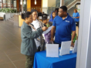 Attendees at information table