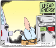 Tom Toles Editorial Cartoon about climate change and energy resources. 