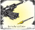 Tom Toles Editorial Cartoon about Chalie Habdo attack. 