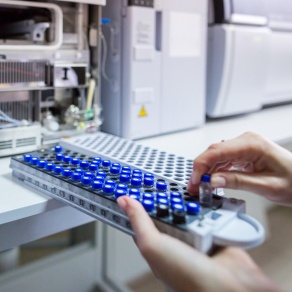 Royalty-free stock photo ID: 1502791217 The laboratory scientist prepares samples for download to High-performance Liquid Chromatograph Mass Spectrometr.
