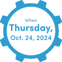 The text When Thursday, Oct. 24, 2024, within a gear. 
