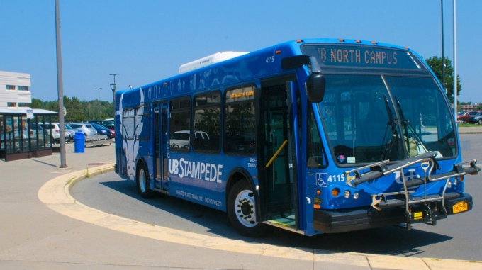 UB Stampede bus on North Campus. 