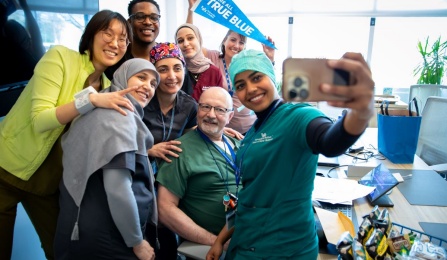 School of Dental Medicine Staff being recognized and surprised with treats.