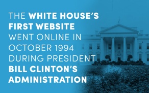 The White House's first website went online in October 1994 during President Bill Clinton's administration. 