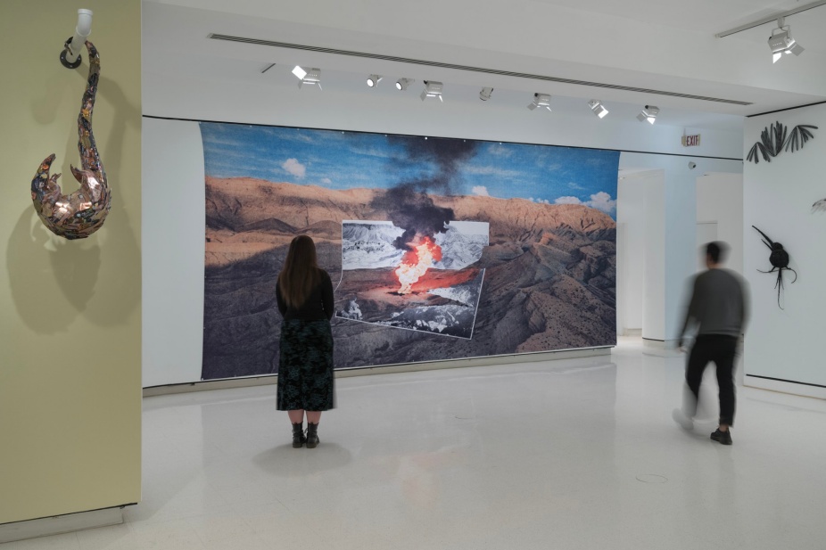 a photograph of two figures exploring UB Art Galleries exhibition Christy Rupp: Runoff. 