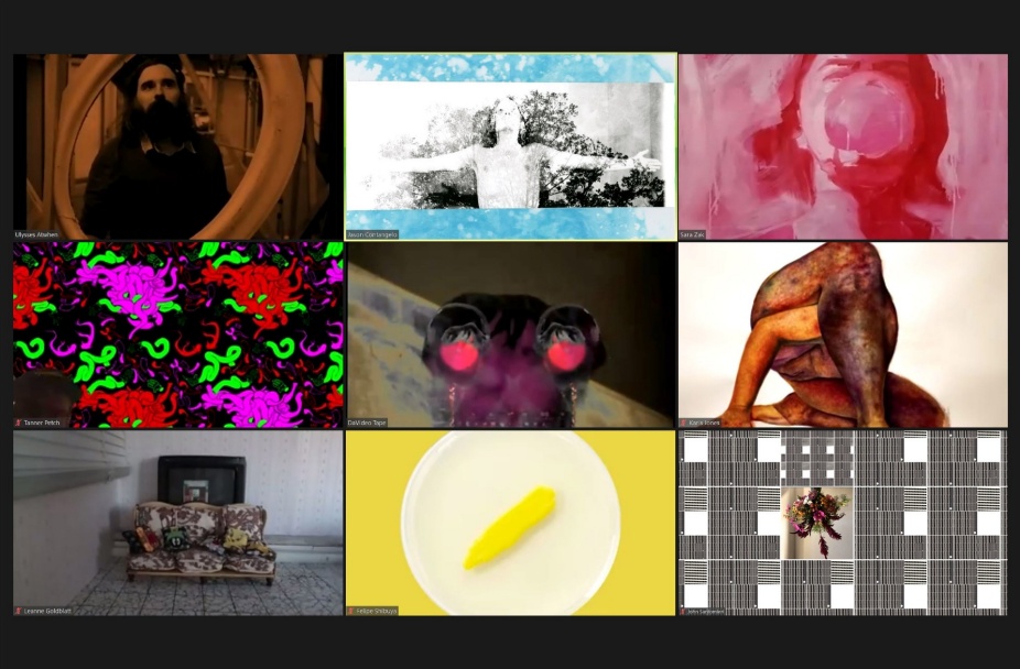 A screenshot of a zoom screen with a grid of nine images, each one representing one MFA candidate in 2021.