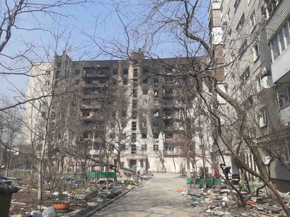 Mariupol after shelling and bombing by Russian troops, March 2022. Photo courtesy of Wikimedia.