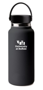 A black water bottle.