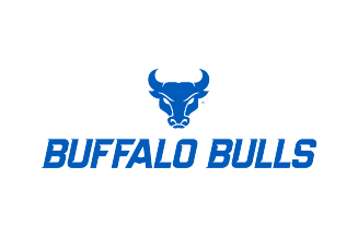 Spirit Mark on top with centered Buffalo Bulls Wordmark.