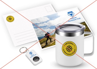 an assortment of collateral that uses the club mark and a secondary logo which is not allowed.