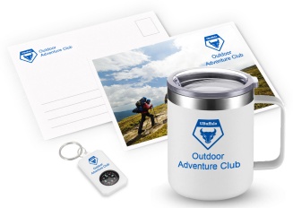 an assortment of collateral that uses only the club mark.