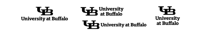 UB Black lockup on white background. Note: Black in reserved for when color is not an option (newspaper ads, for example). 