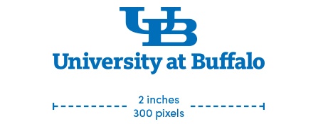 UB small-scale wordmark maximum size is 2 inches or 300 pixels.