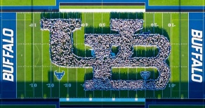 Human UB on the football field.