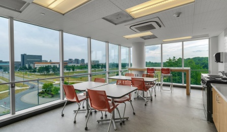 Greiner Hall Kitchen with view of UB Campus.