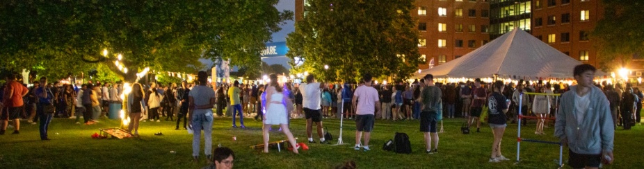 Students gather outside of Goodyear Hall for the Festival of Cultures United Students during Welcome Weekend 2023.