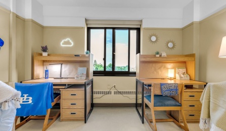 Clement Hall decorated desks in a double room. 