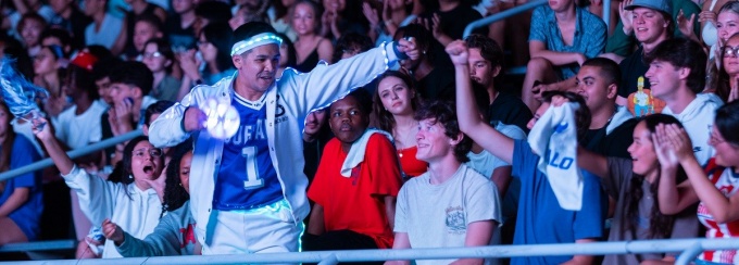 America's Got Talent performers, the Spyros Bros, performed for an enthusiastic crowd at the Bulls Welcome Back Blast.