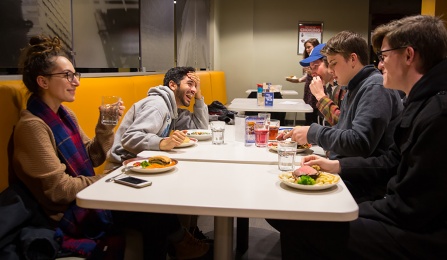 Students enjoying a meal at C3 Dining Center.