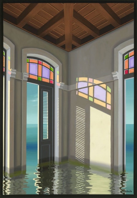 Humberto Calzada, Island in Crisis, 2005 Acrylic on canvas, 32" x 22".