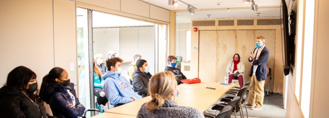 Students sitting in a lecture. 