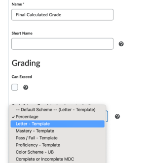 Zoom image: Selecting a grade scheme. 