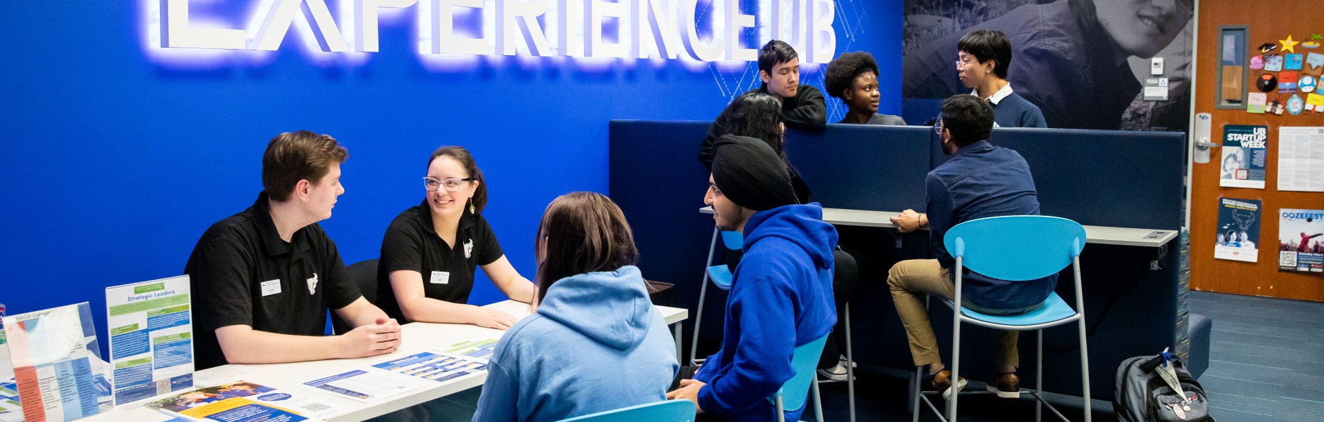 The Student Engagement Ambassadors work as a team to promote learning by engaging students in various professional development experiences and mentoring students looking to expand their involvement at UB. 