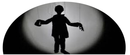 Silhouette of a puppet.