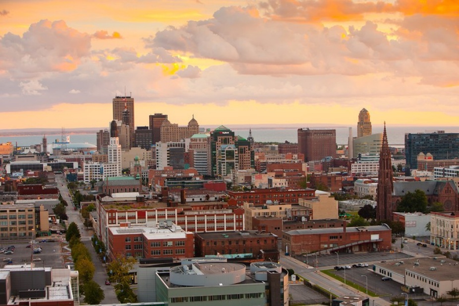 Downtown Buffalo sunset. 