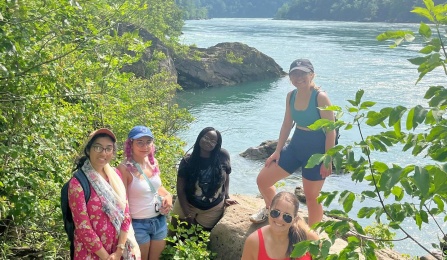 CLIMB UP 2024 participants (left to right) Alisha Mokal, Christina Hinojosa, Elizabeth Muriithi, Haley Levan and Leah Beth Stewart enjoying scenic Niagara Fall trails.