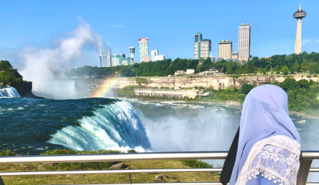 CLIMB UP 2024 participant, Khalida Khatun, enjoying the beauty of Niagara Falls.