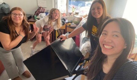 CLIMB UP participants (left to right) Sadé Brooks, Mia Piede, Leah Beth Stewart and Nam Dinh in Greiner Hall.