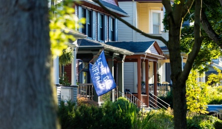 "Let's Go Buffalo" flag flying outside a house.