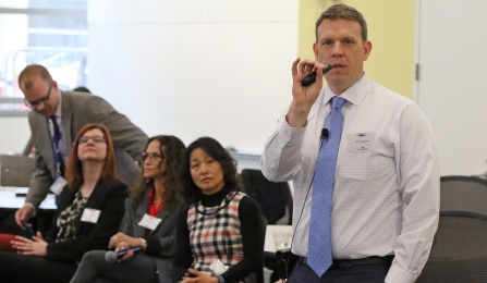 Paul Updike from Catholic Health System, Buffalo speaks as part of a plenary panel on evidence-based solutions during the seminar.