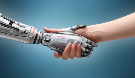 Robotic and human handshake.
