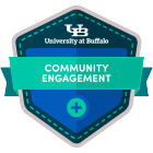 community engagement digital badge icon.