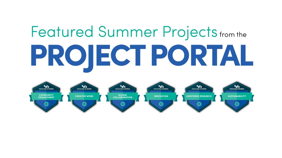 featured summer projects from the project portal; digital badge icons.