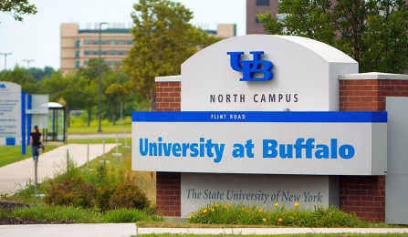 "University at Buffalo" campus sign.