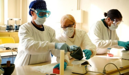 Researchers working in a laboratory. 