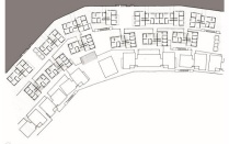 Plan Of Student-Proposed Neighbourhood With Public Spaces, Housing, And Retaining Walls. Integrated With The Retaining Walls, The First Phase Of Development, Are Public Amenities Such As Stairs, Restrooms, And Fresh Water. Source: S. Annable, 2011.