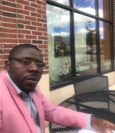 Theo studying for his PhD.